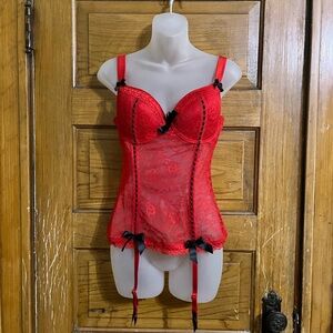 Scarlet Lace Corset with Black Details